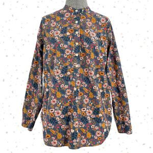 Duluth Trading Printmaker Cotton Poplin Long Sleeve Tunic Shirt Mushroom Size M